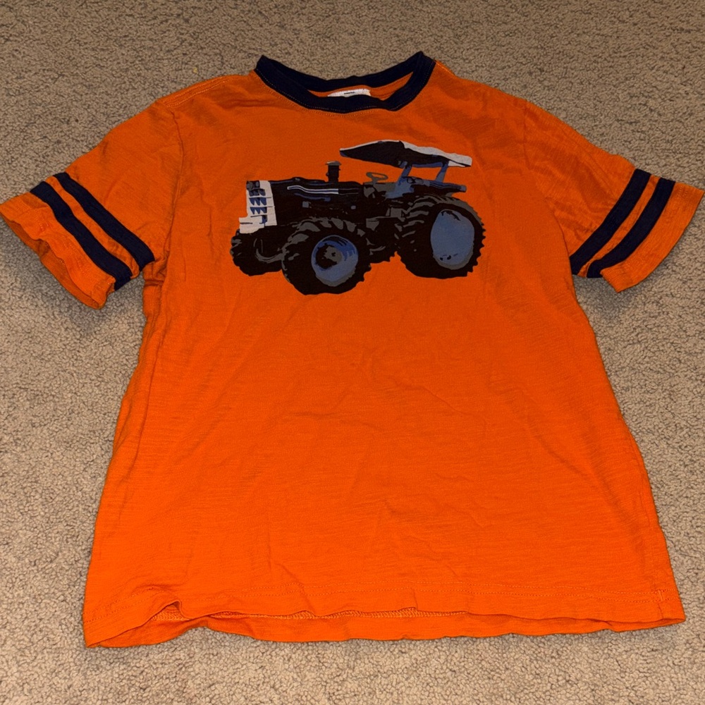 Hanna Andersson Orange Tee with Tractor Graphic